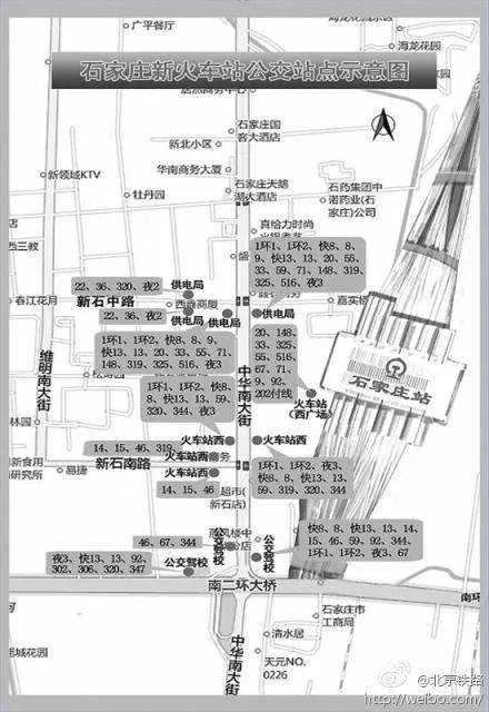 石家庄新火车站的公交站牌在哪，从新火车站下车去哪做公交！！