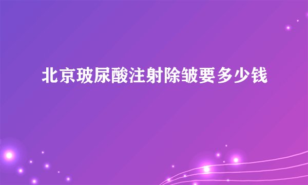 北京玻尿酸注射除皱要多少钱