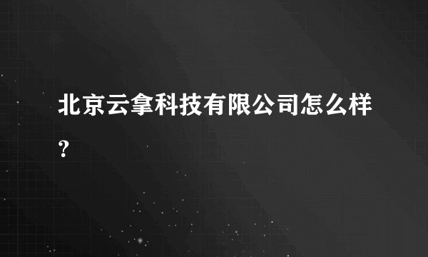 北京云拿科技有限公司怎么样？