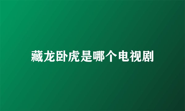 藏龙卧虎是哪个电视剧