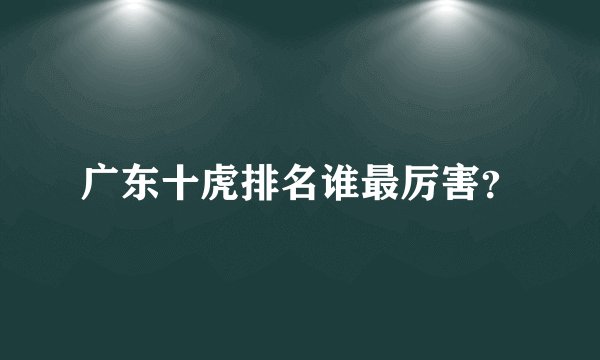 广东十虎排名谁最厉害？