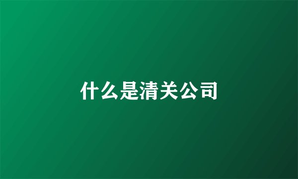 什么是清关公司