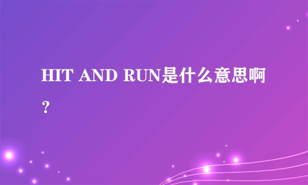 HIT AND RUN是什么意思啊?