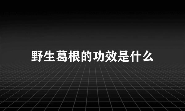 野生葛根的功效是什么