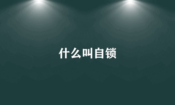 什么叫自锁