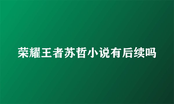 荣耀王者苏哲小说有后续吗
