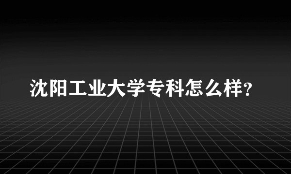 沈阳工业大学专科怎么样？