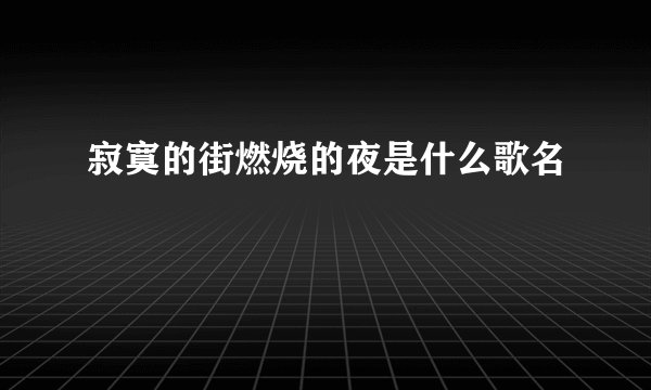寂寞的街燃烧的夜是什么歌名