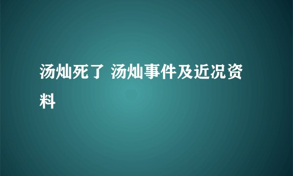 汤灿死了 汤灿事件及近况资料