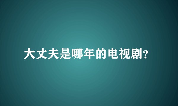 大丈夫是哪年的电视剧？