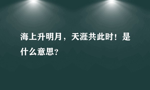 海上升明月，天涯共此时！是什么意思？