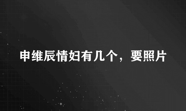 申维辰情妇有几个，要照片