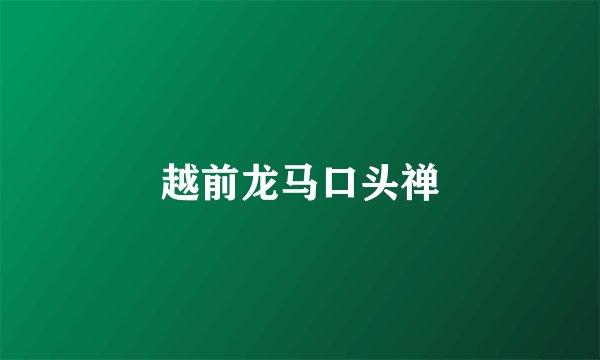 越前龙马口头禅