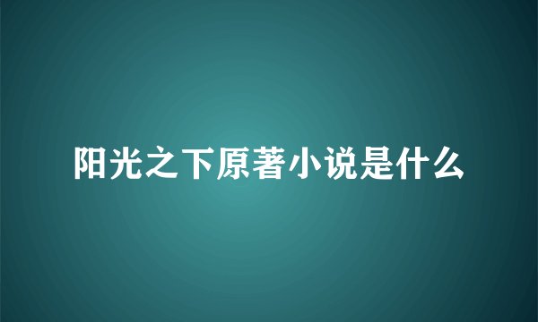 阳光之下原著小说是什么