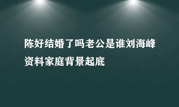 陈好结婚了吗老公是谁刘海峰资料家庭背景起底