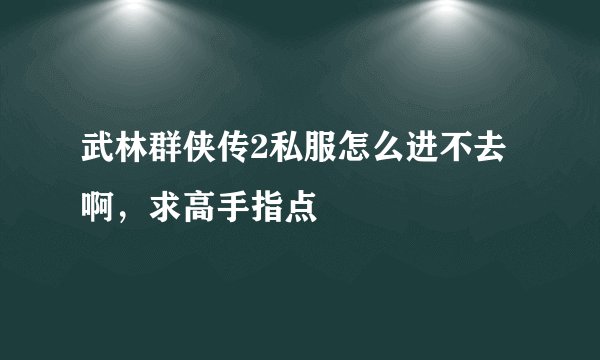 武林群侠传2私服怎么进不去啊，求高手指点