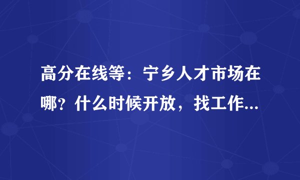 高分在线等：宁乡人才市场在哪？什么时候开放，找工作一般去哪？