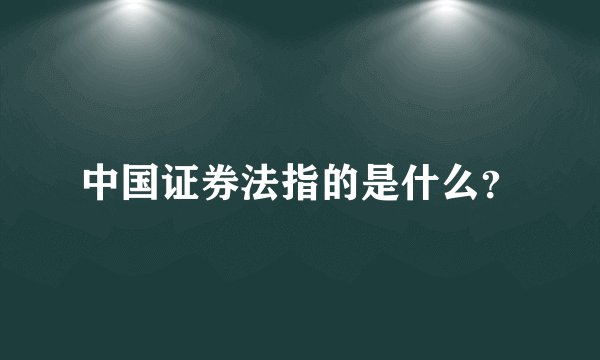 中国证券法指的是什么？