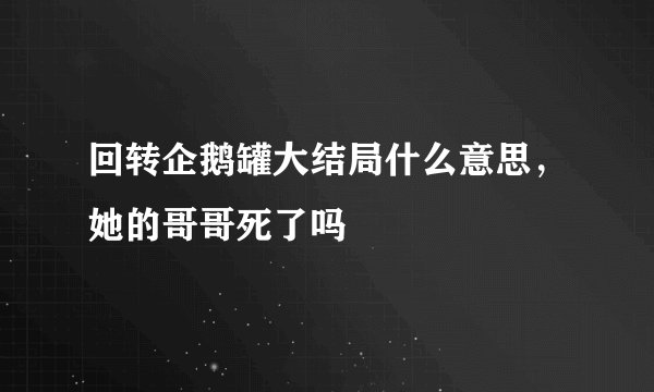 回转企鹅罐大结局什么意思,她的哥哥死了吗