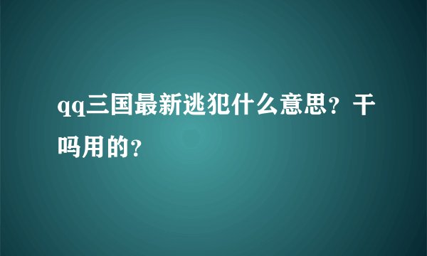 qq三国最新逃犯什么意思？干吗用的？