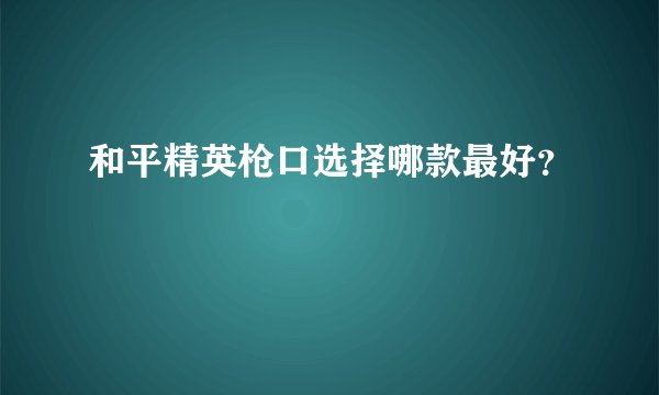 和平精英枪口选择哪款最好？