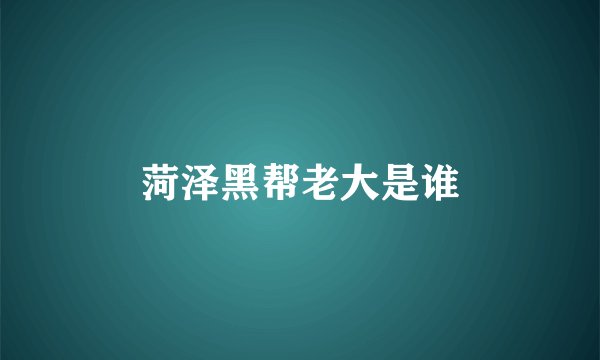 菏泽黑帮老大是谁