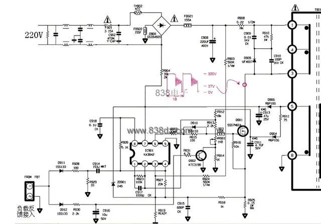 谁有UTC3843D芯片的24V开关电源电路图？