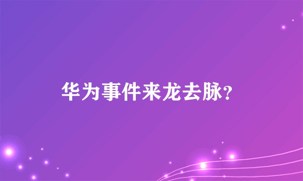 华为事件来龙去脉？
