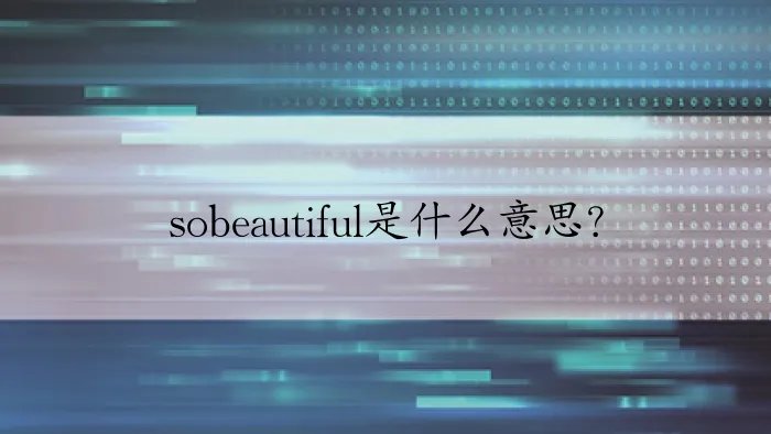 sobeautiful是什么意思？