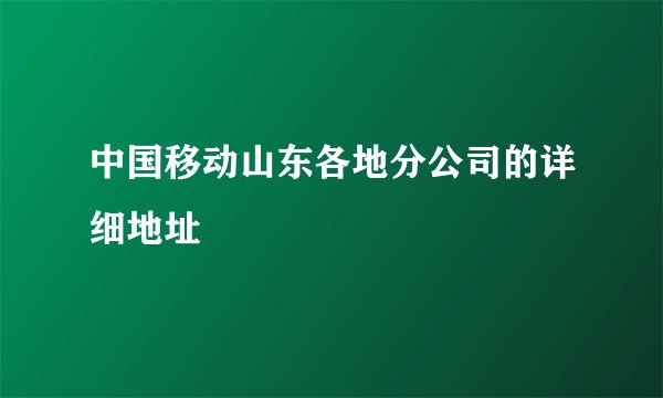 中国移动山东各地分公司的详细地址