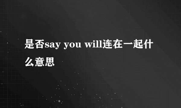 是否say you will连在一起什么意思