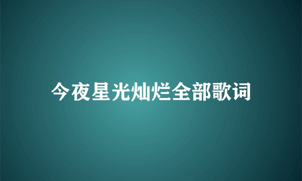 今夜星光灿烂全部歌词