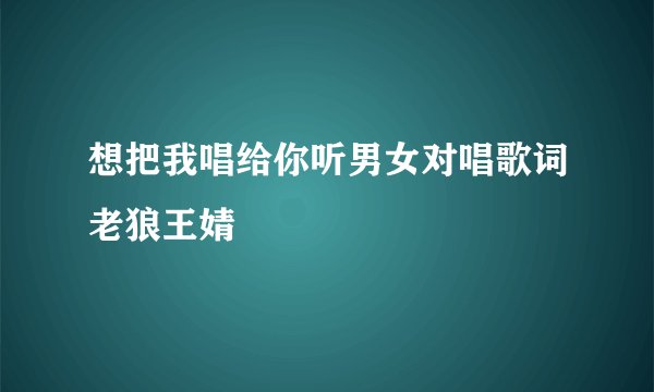 想把我唱给你听男女对唱歌词老狼王婧