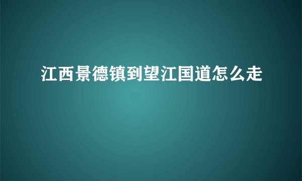 江西景德镇到望江国道怎么走