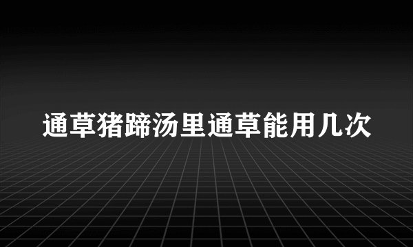 通草猪蹄汤里通草能用几次