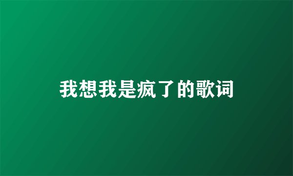我想我是疯了的歌词