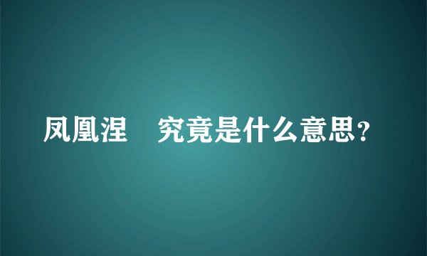 凤凰涅槃究竟是什么意思？