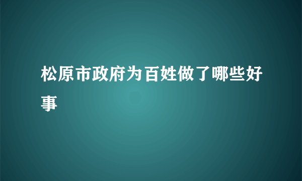 松原市政府为百姓做了哪些好事