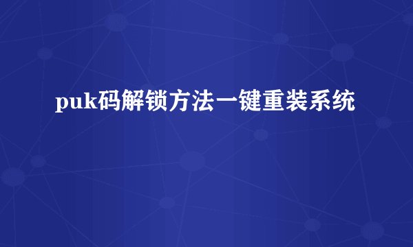 puk码解锁方法一键重装系统