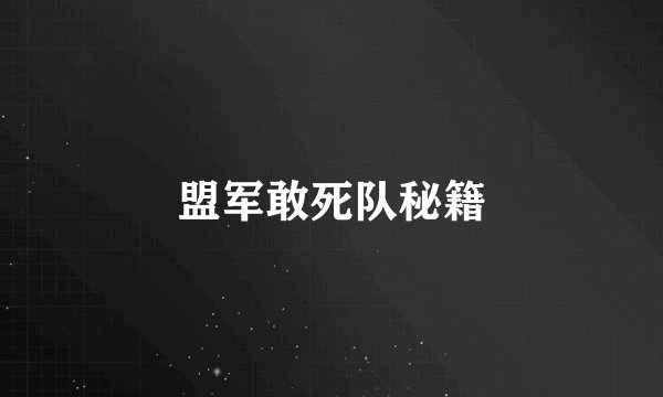 盟军敢死队秘籍