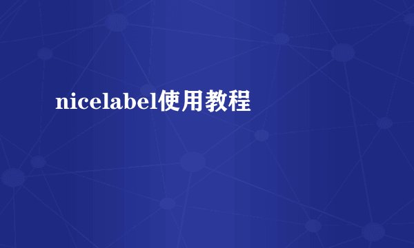 nicelabel使用教程