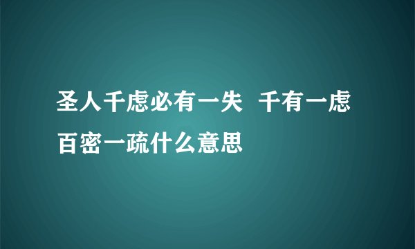 圣人千虑必有一失  千有一虑百密一疏什么意思