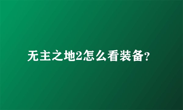 无主之地2怎么看装备？
