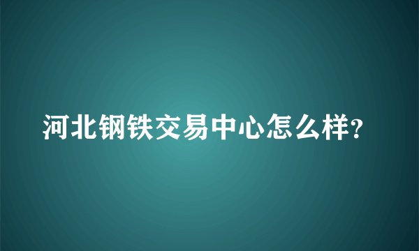 河北钢铁交易中心怎么样？