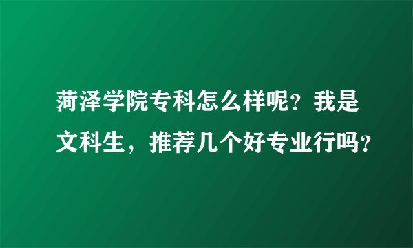 菏泽学院专科怎么样呢？我是文科生，推荐几个好专业行吗？