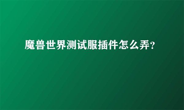 魔兽世界测试服插件怎么弄？