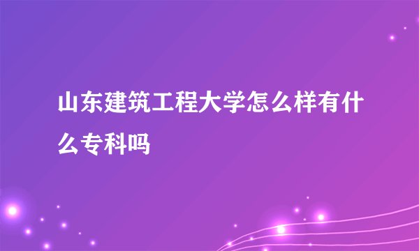 山东建筑工程大学怎么样有什么专科吗