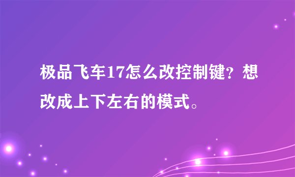 极品飞车17怎么改控制键？想改成上下左右的模式。