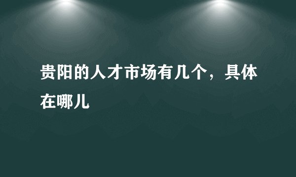 贵阳的人才市场有几个，具体在哪儿