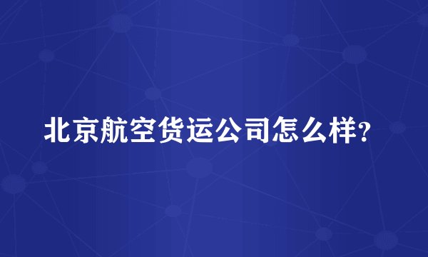 北京航空货运公司怎么样？